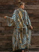Robe Kimono à Imprimé Géométrique Moderne